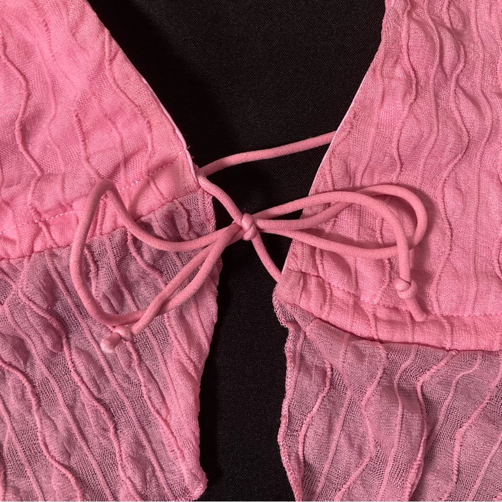 ⭐️ SHEIN Icon Pink Adjustable Tie Cropped Tank Top Size Large - Picture 3 of 9